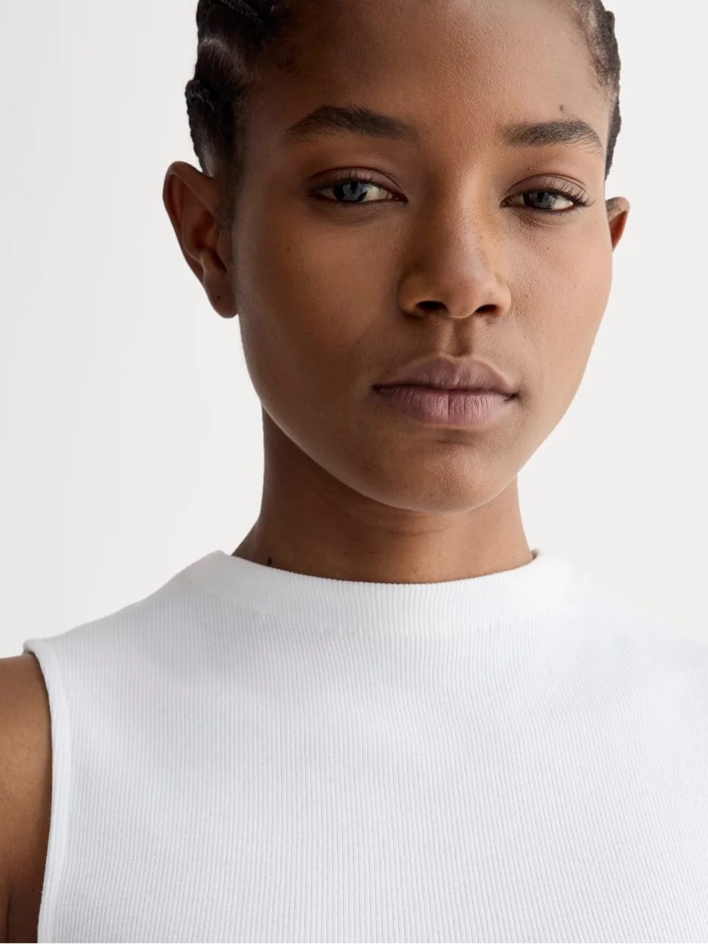 Everlane The Luxe Rib Funnel-Neck Tank White Size XXS NWOT - Picture 3 of 14